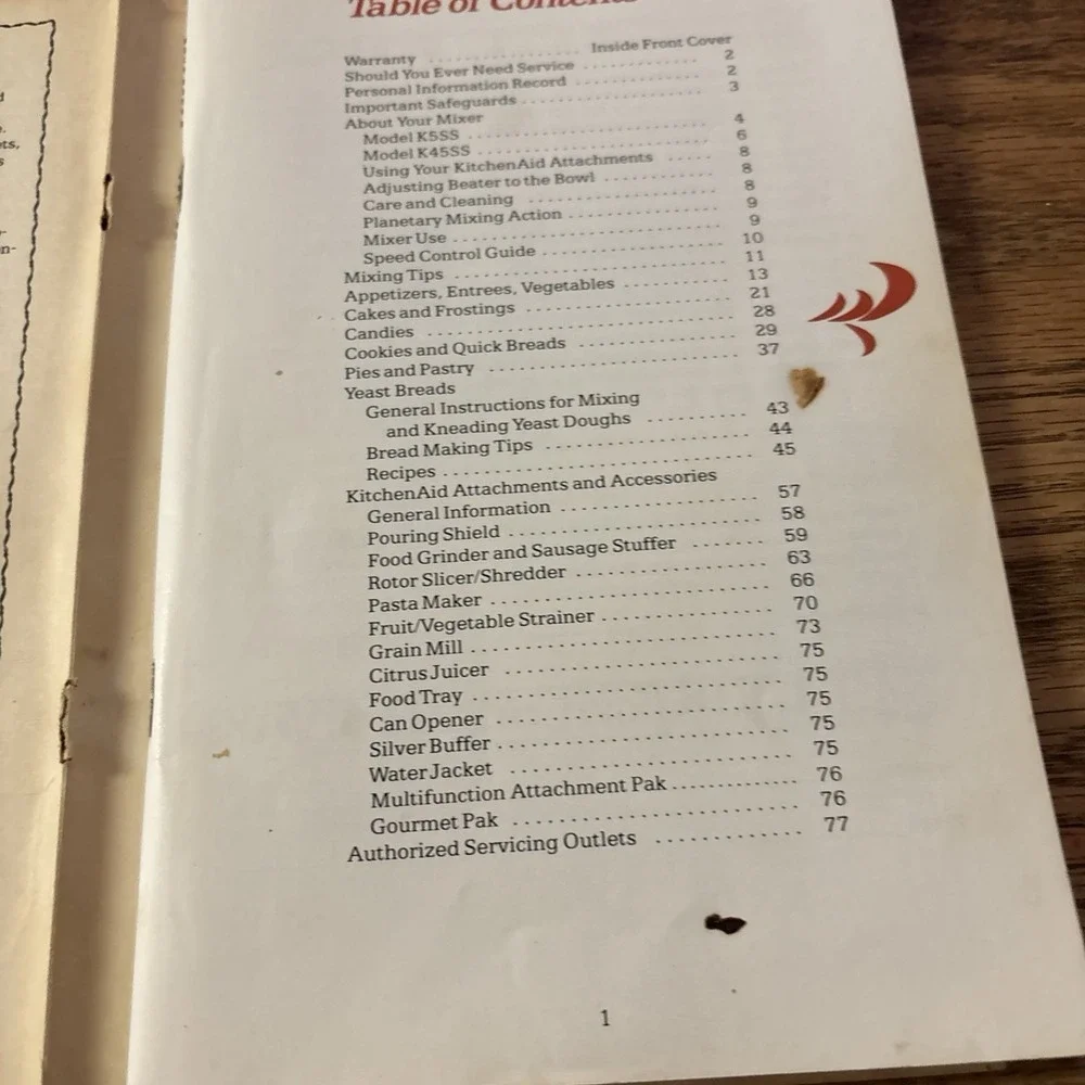 Vintage KitchenAid Mixers and Attachments Recipes and Instructions Book 1985